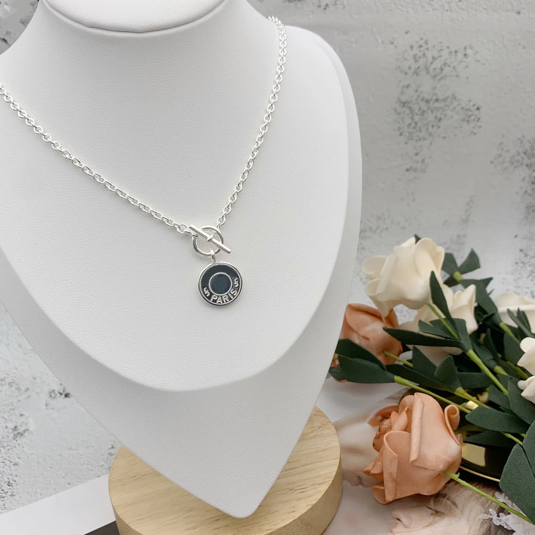 

Classic Disc 925 Sterling Silver Ladies Necklace Fashion Woman Jewelry Holiday Gift