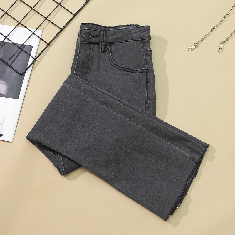

Spring Streetwear Jeans Autumn Women Denim Pants High Waist Fashion Trousers Vintage Korean Stretch Elastic 2021 Pencil Black