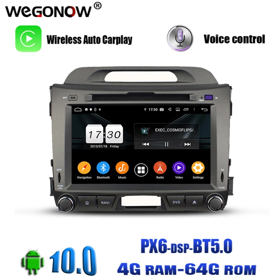 TDA7851 Android 10 0 Octa Core 4G 64G ROM Bluetooth 5 Wifi GPS Map Navi автомобильный DVD плеер RDS радио для kia Sportage