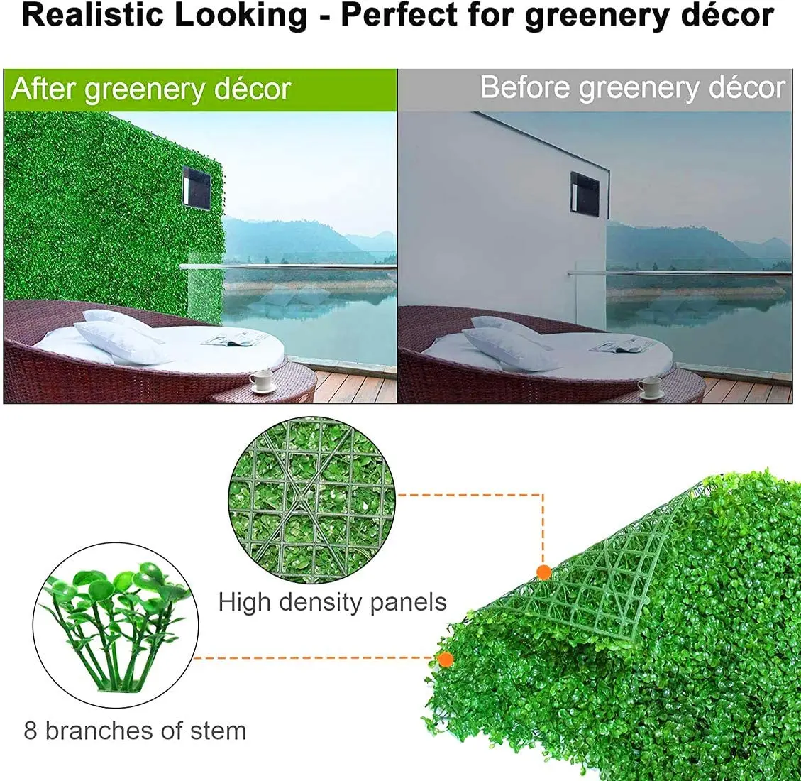 

10/15/20pcs Boxwood Hedge Panels, Artificial Plants Privacy Fence Screen Faux Greenery Wall Backdrop Suitable for Outdoor Indoor