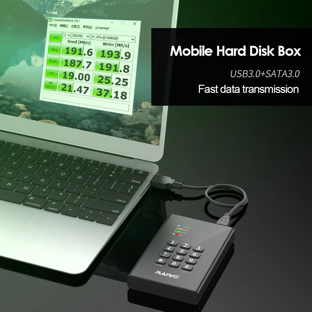 maiwo k2568kpa hdd ssd case 2 5 inch sata iii to usb 3 0 encrypted hard drive enclosure with password lock external hdd ssd box free global shipping
