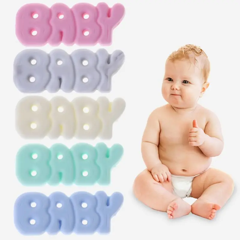 

Silicone Beads Baby Teether DIY Jewelry Necklace Pendant Teething Supplies Grind Bead Letters Newborn Oral Care Kids Products