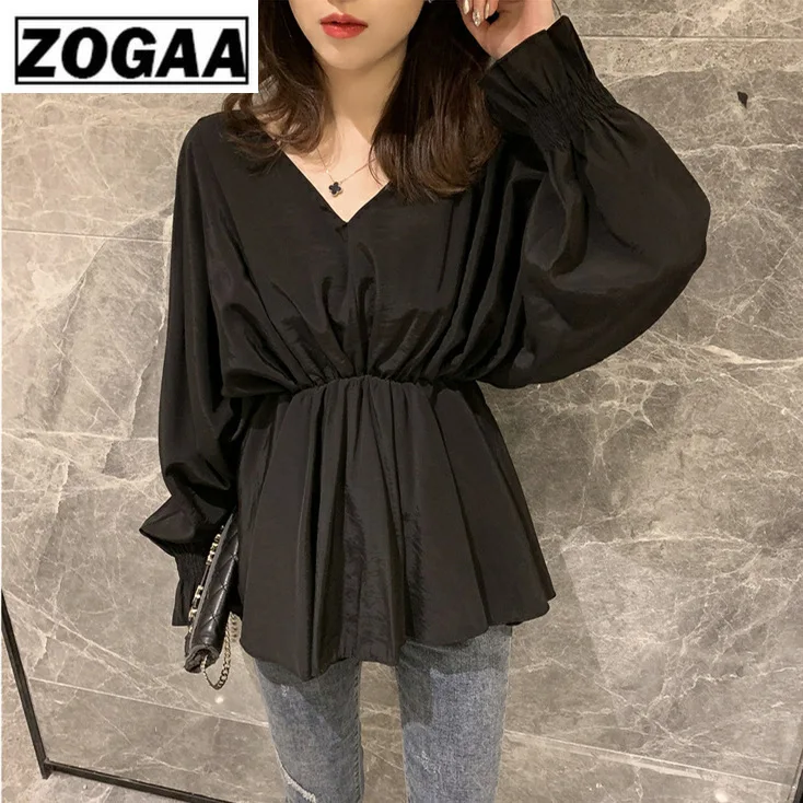 Весенняя модная женская рубашка с глубоким v-образным вырезом и рукавами летучая