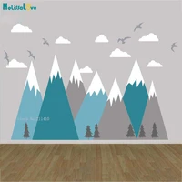 custom five colors kids room decor large size mountains with birds wall stickers nursery removable decals handmade yt5232