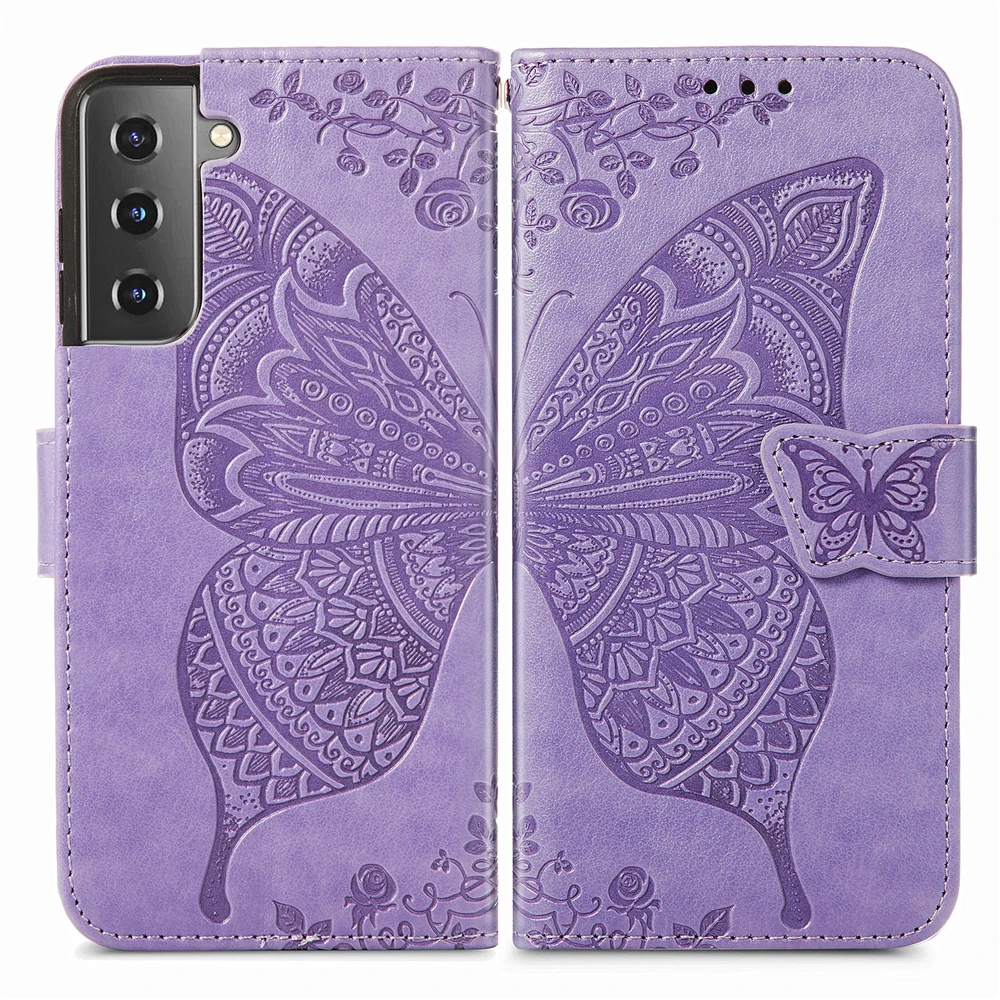 

Butterfly Case on For Samsung S7 S8 S9 S10 S30 Plus Case Embossed Leather Flip Cover For Samsung J4 2018 A20 A30 M20 phone case