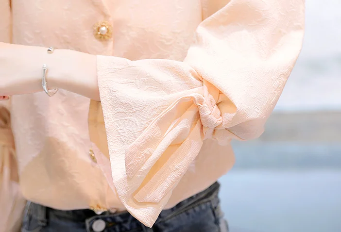 

Lace tops elegant female long sleeve chiffon blouse korean fashion casual clothing women office shirt
