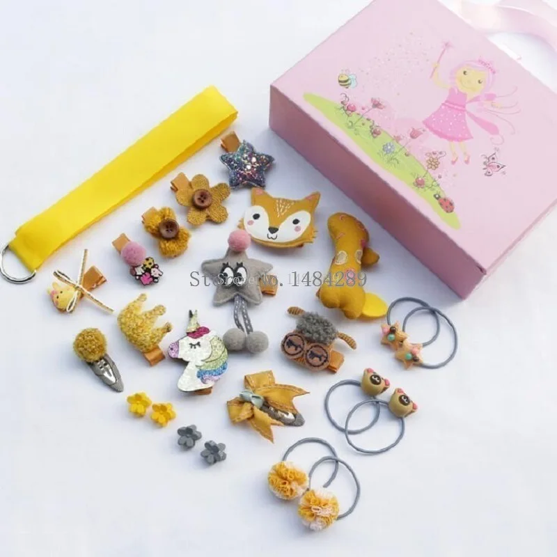 Набор из 24 шт. заколок для волос милые Мультяшные аксессуары повязка на голову с