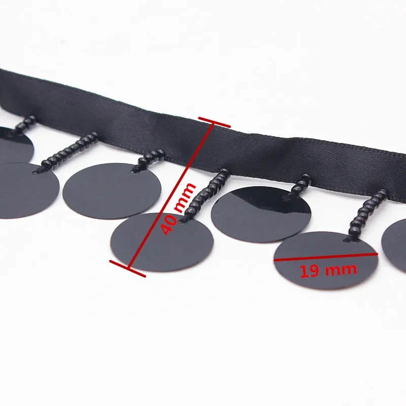 2 ярда 40 мм черная хлопковая вышитая ткань с блестками кружевная отделка Лента