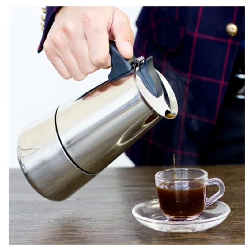 Поставщик Bialetti Inoxpran! Кофеварки Эспрессо 2 чашки кофейник из нержавеющей стали