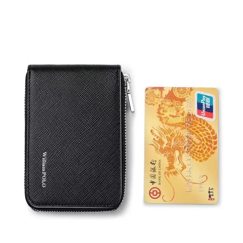 

new leather zipper wallet card bag men's fashion pure leather multi position Credit Card Wallet multi color Wallet