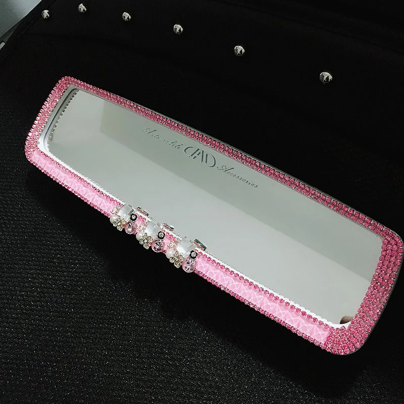 Розовые хрустальные Чехлы рулевого колеса автомобиля для девочек, дамские автомобильные аксессуары, блестящие стразы, пепельница, украшение интерьера автомобиля