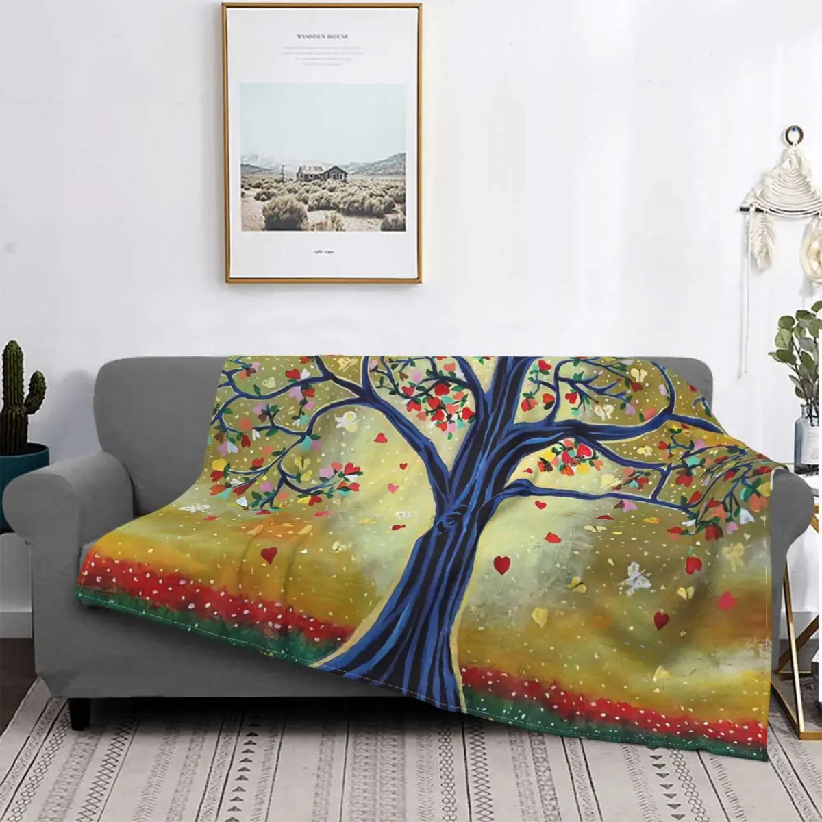 

Домашнее художественное одеяло с изображением дерева жизни, всесезонное теплое дышащее Фланелевое покрывало, покрывало для спальни