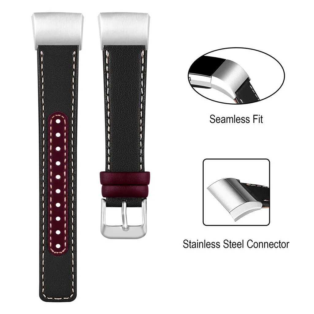 

Bracelet Band Smart Watch Accessory Replacement Leather Wristband With Metal Connectors For Fitbit Charge 2 Watch wriststrap
