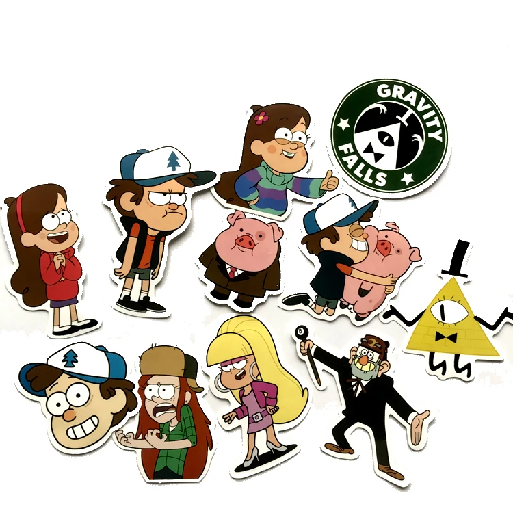 11 шт. забавные наклейки с аниме Гравити Фолз для автомобиля ноутбука багажа