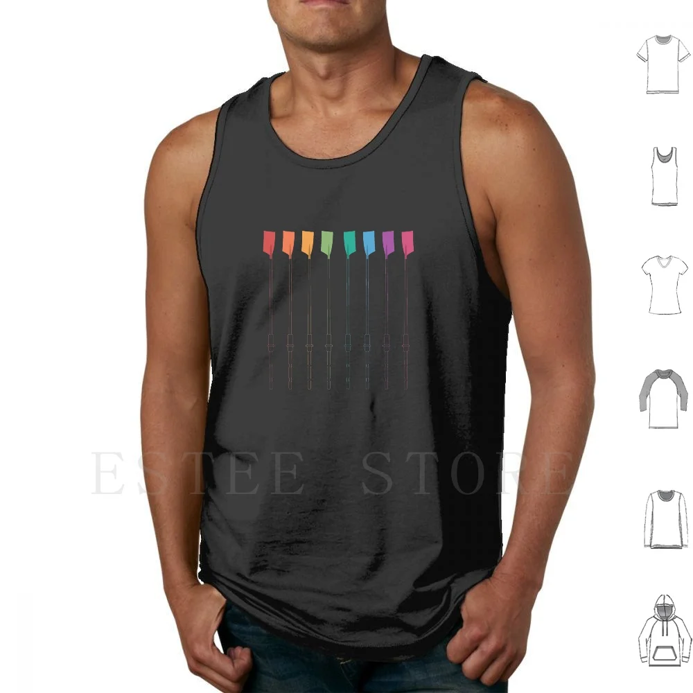 

Rowing Pride Tank Tops Vest Cotton Row Rower Rowing Varsity Rowing Collegiate Rowing Sculling Crew Crewing Oars Eight Rainbow