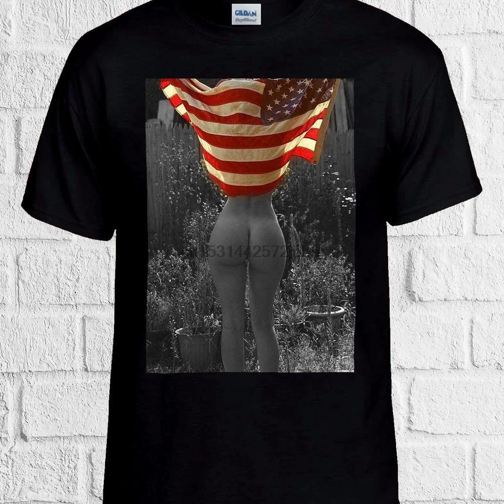 

Sexy Girl American Flag Vintage Cool T Shirt Men Women Unisex Top No Pain No Gain 1185