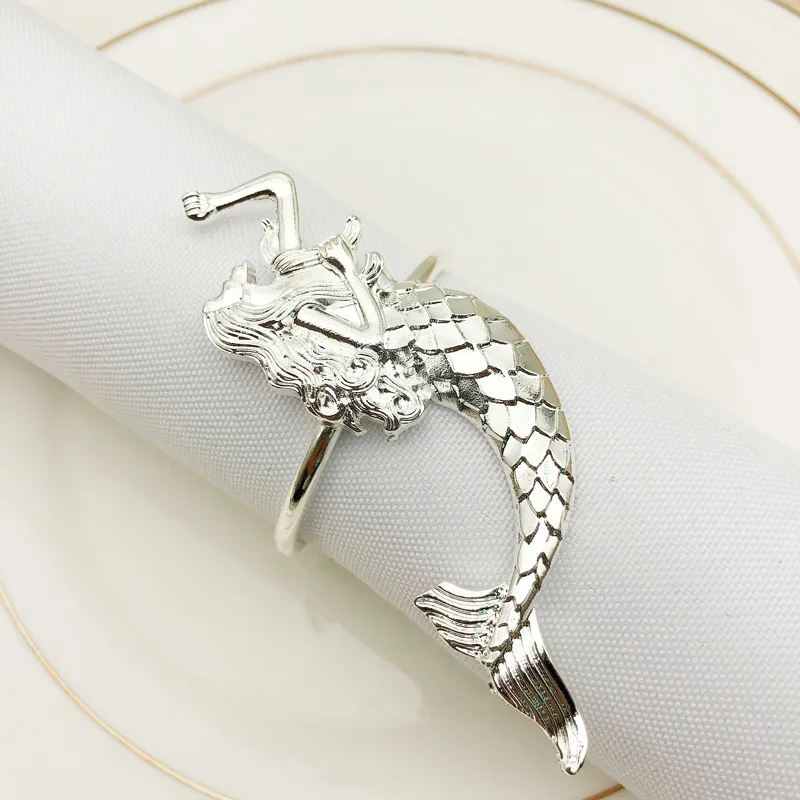 12 шт отель банкет Русалка салфетка пряжка морской Ресторан кольцо для салфетки в