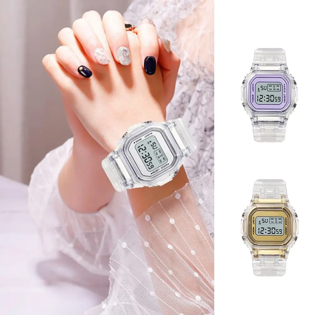Fashion Watches Men Women Transparent Digital Waterproof Sports Chronograph Multifunctioal Electronic Watch