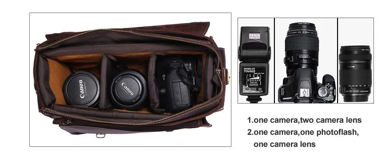 Мужская сумка из натуральной кожи crazy horse для камеры Nikon Canon многофункциональный