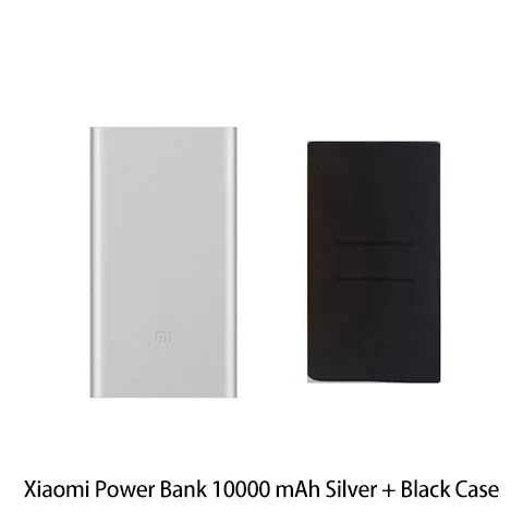 Silver add BK Case 10000 мАч Xiao mi power Bank 2 Внешний аккумулятор для быстрой зарядки Dual-USB портативный Alu mi nium Быстрая зарядка mi power внешний аккумулятор - Цвет: Silver add BK Case