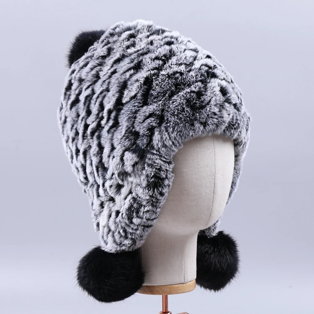 Новинка 2020 женская меховая шапка для зимы из натурального меха кролика Рекс