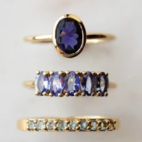 top quality three piece series rings for women jewelery set luxury design blue cubic zircon wedding ring romantic valentine gift