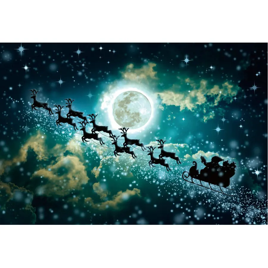 

Рождественский фон с изображением звездного неба Санта-Клауса для езды на санях, Вечерние Декорации, рождественские семейные вечерние фото...