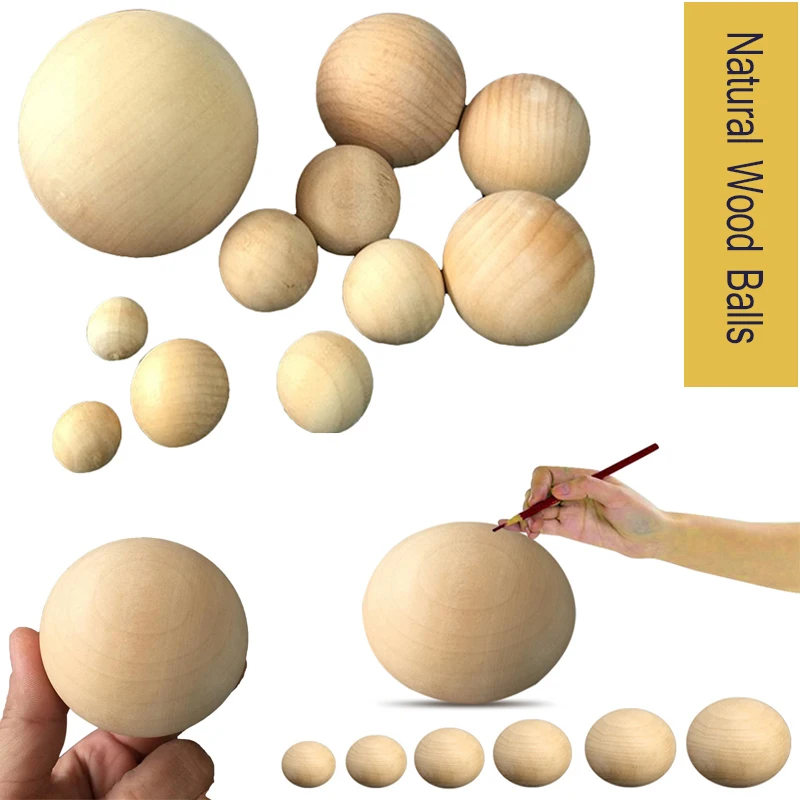 

Natural Ball Round Spacer Wood Beads Eco-Friendly Lead-Free DIY Jewelry Making Bracelet Making Crafts No Hole Wood Ball Kid Toys