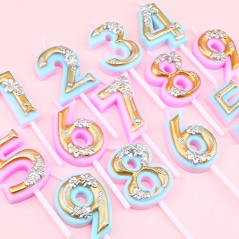 Cakelove новая Цветочная цифровая свеча с цифрами 0-9 для дня рождения декоративные