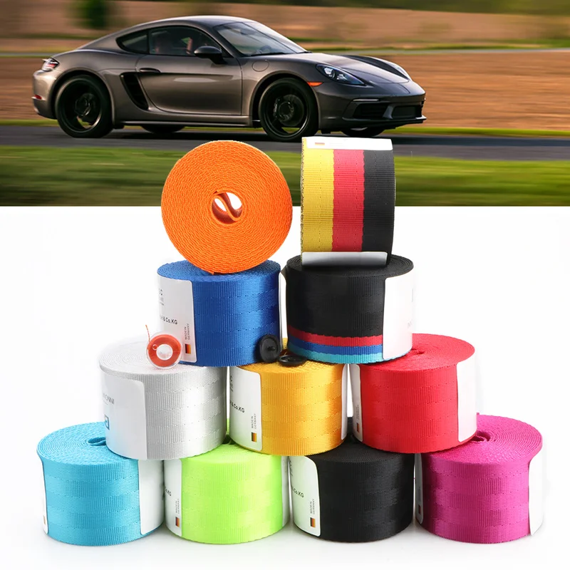 

Multicolor Auto 3.6M Strengthen Seat Belt Webbing Fabric Racing Car Modified Seat Safety Belts Harness Straps Standard Certified