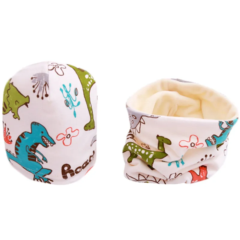 

New Spring Autumn Girls Hat Scarf Set Cartoon Owl Star Swan Baby Boy Girls Hat Set Children Hat Scarf-Collar Cotton Kids Hat Set