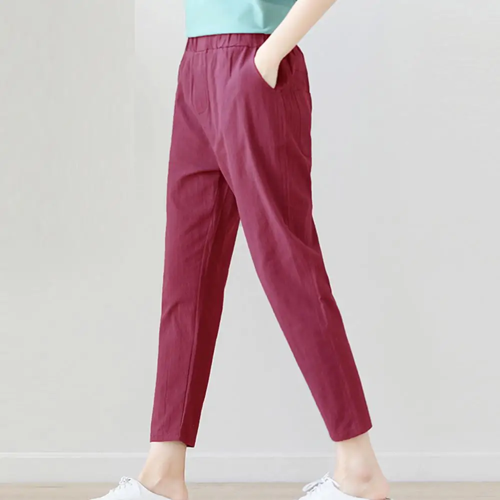 Женские брюки весна лето осень тянущаяся Талия Хлопковые Штаны для ног средних и