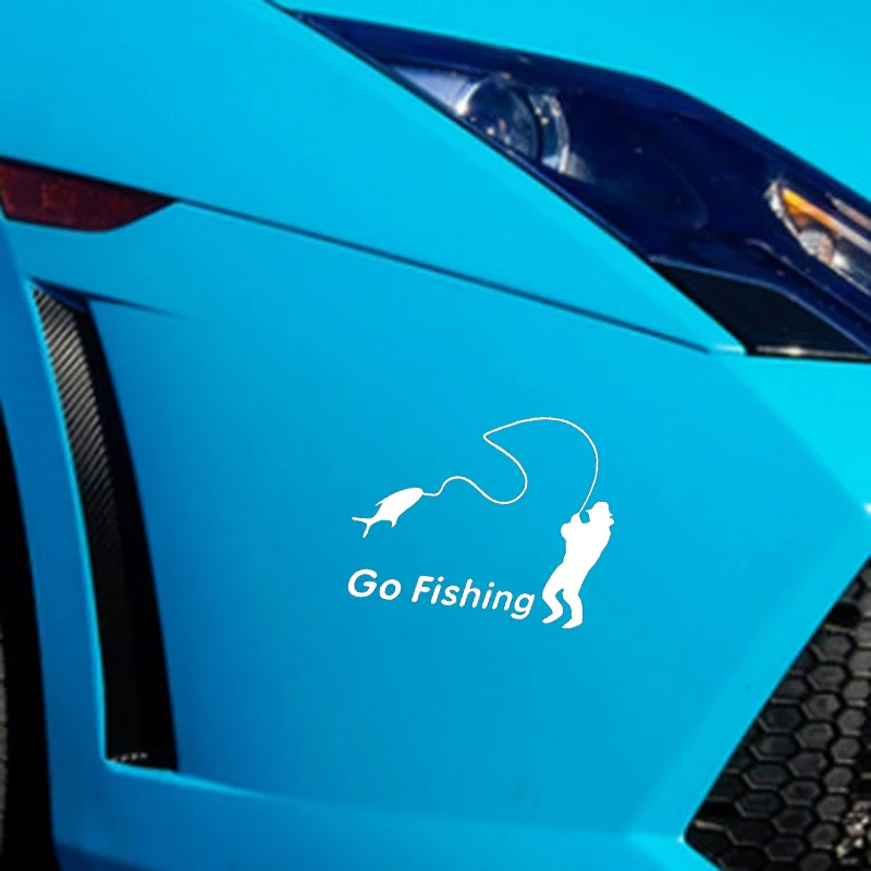 

Creative Car Sticker Fishing GO FISHING Accessories Vinyl PVC 14cm*10cm Motorcycle Waterproof Windshield Car Styling Decal