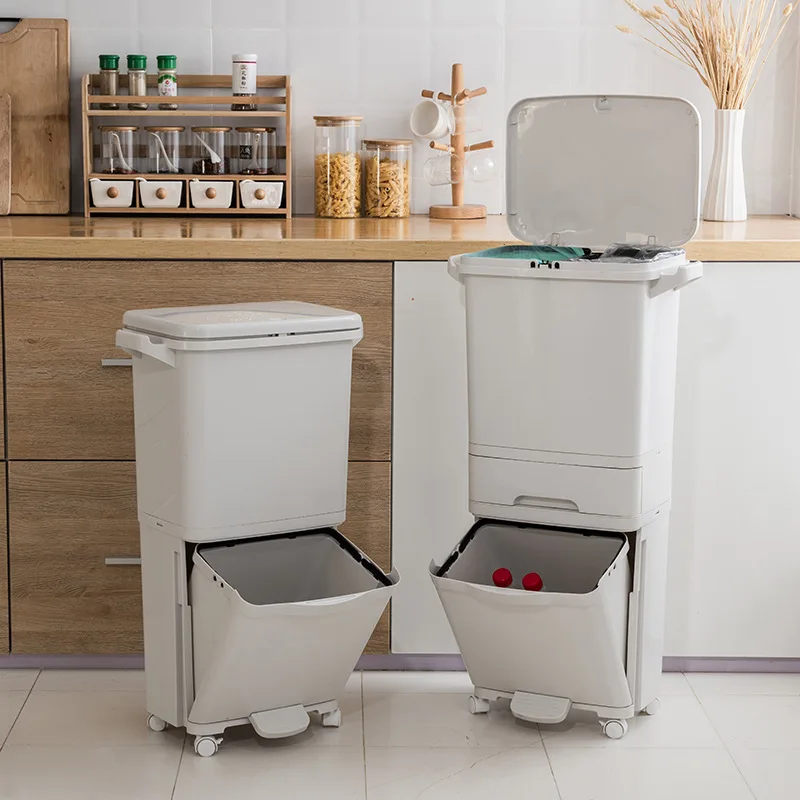 

Three Tier Trash Can Inner Barrel Dry And Wet Separation Kitchen Waste Sorting Bin Basurero Cocina Cleaning Tools EH50WB