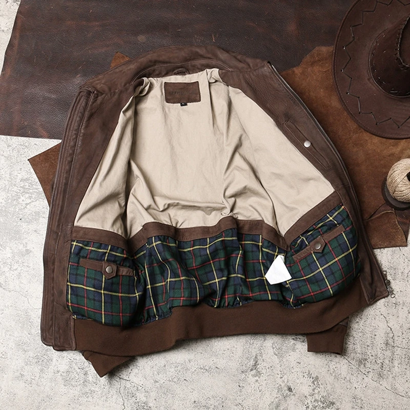 

Retro Brown 2020 USAF A2 Pilot Leather Jacket Large Size XXXL Genuine Cowhide Autumn Military Aviator Leather Coat FREE SHIPPING