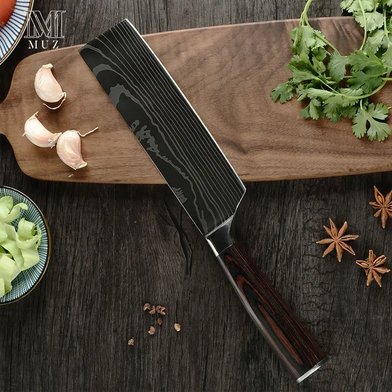 Новый стиль 7 ''японский нож шеф повара Santoku из нержавеющей стали имитация
