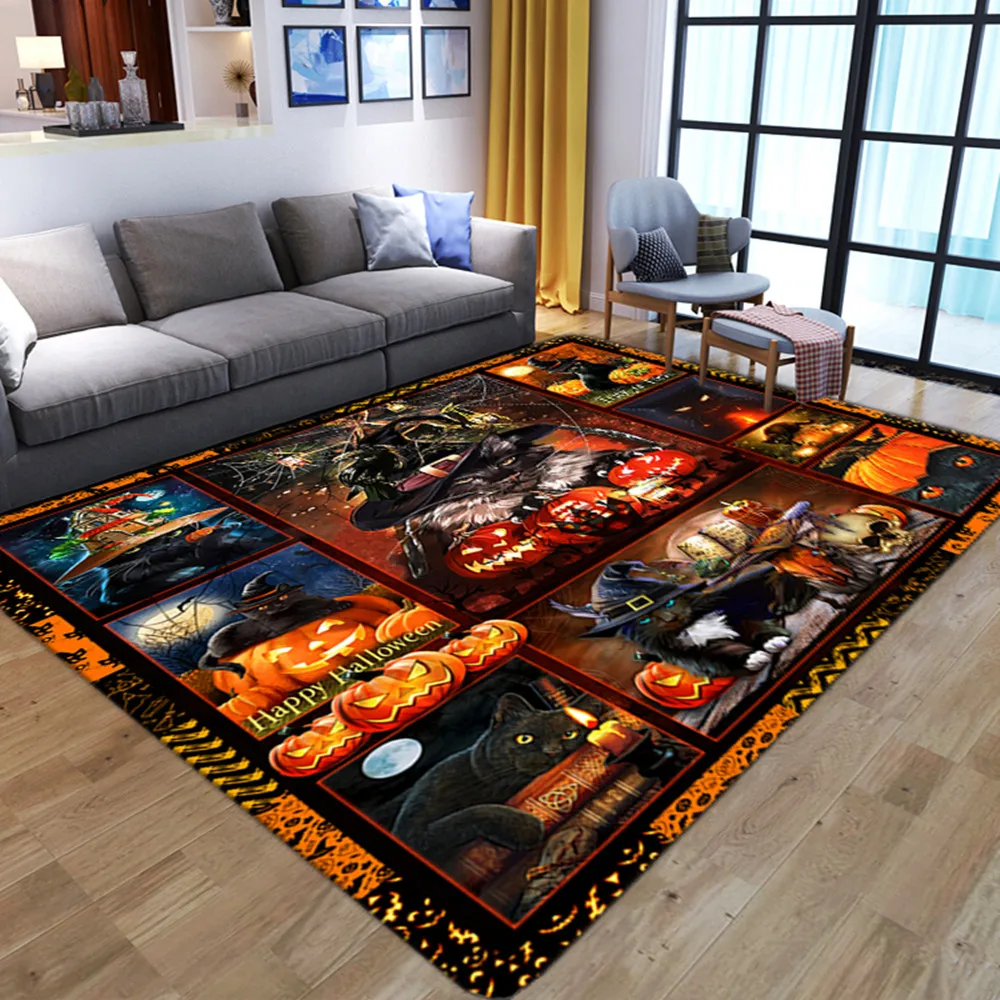 

Nordic Halloween Home Decor Carpets Living Room Bedroom Horrible magical 3D Printing Rugs Large Non-slip Bedside Sofa Floor Mats