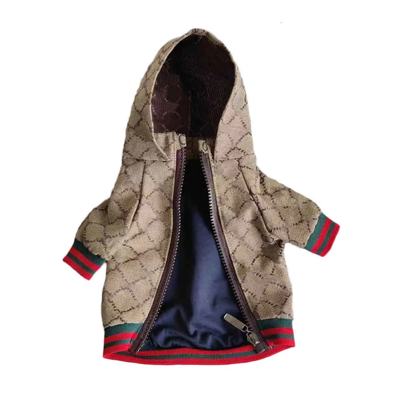 

Vintage Printed Luxury Brand Pet Jacket Bone Spur Fashion Windbreaker Fadou Keji Chai Dog Fashion Brand Dog Clothing With Lining