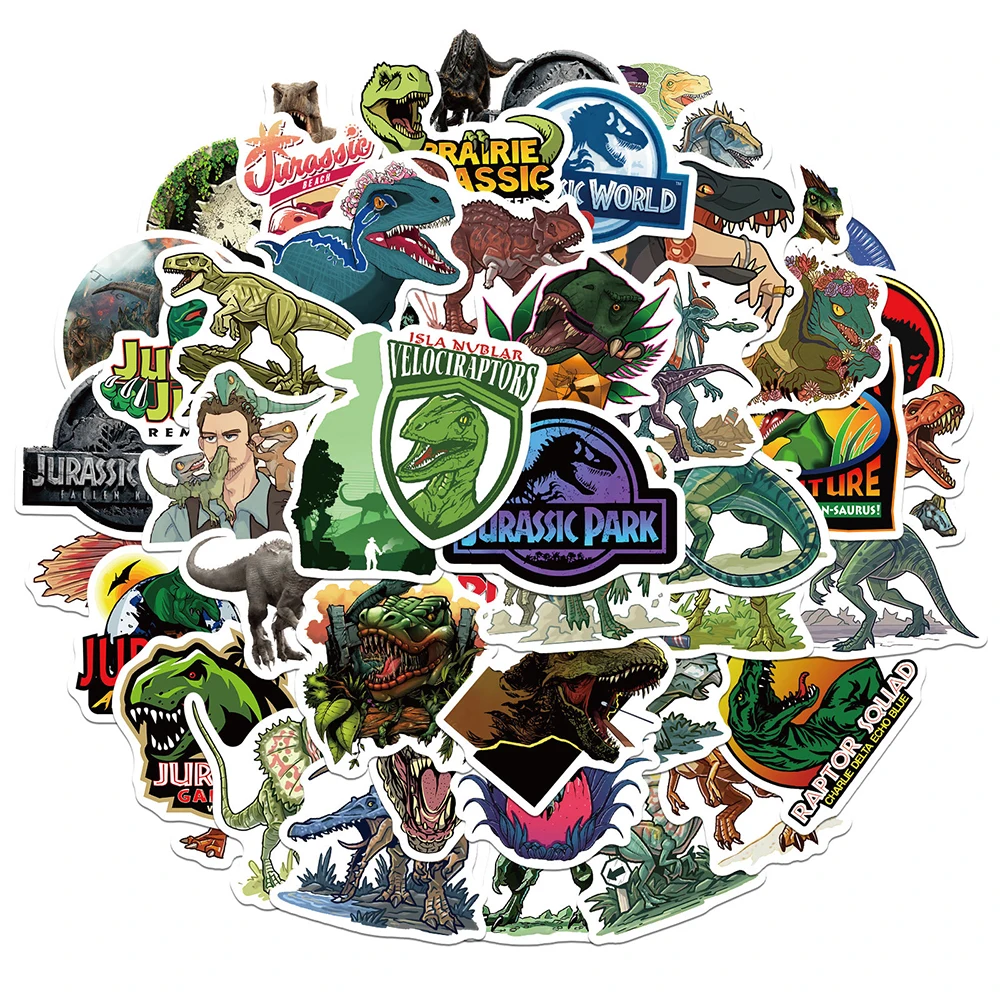 Pegatinas de pel&iacute;cula de Parque Jur&aacute;sico para ni&ntilde;os, pegatinas de dinosaurio de Ciencia Animal, juguetes para ni&ntilde;os, tazas, equipaje, monopat&iacute;n, port&aacute;til, DIY, 10/30/50 Uds.-1