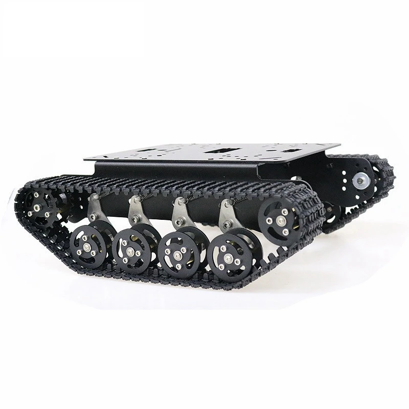 Черный амортизатор металла RC робот танк шасси комплект с треком DC мотор