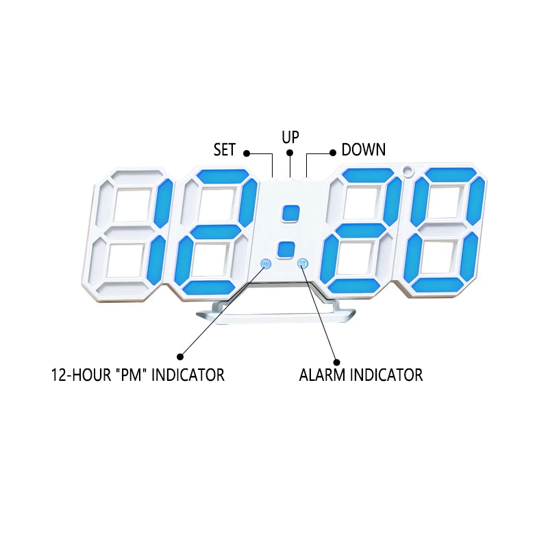 

3D Luminous Plastic LED Digital Clock Wall Alarm Clock Desktop Clock Timer Calendar Display Modern Simplicity