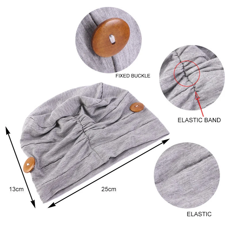 

Popular Women Cotton Button Mask Hijab Turban Hat Elastic Anti-tight Ears Bonnet Caps Face Mask Holder Mouth Mask Accessories
