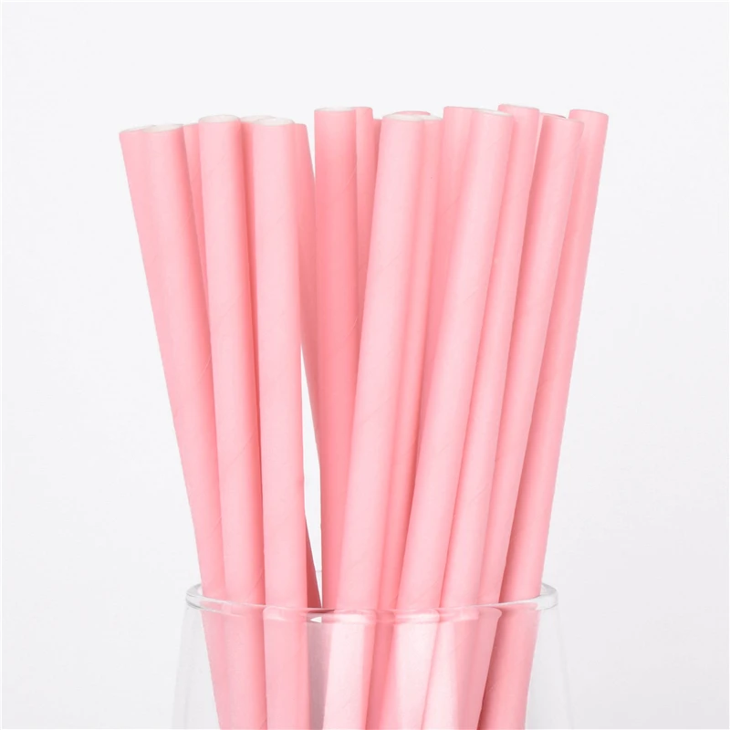 All Pink 100 шт бумажная соломинка для питья полосатая соломенная детская Свадебная душевая декорация подарочные вечерние принадлежности для мероприятий - Цвет: All Pink