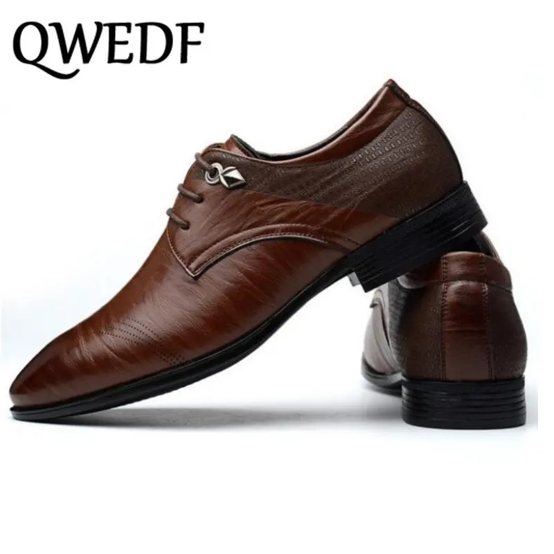Новинка 2018 мужские деловые кожаные туфли QWEDF модные свадебные классические