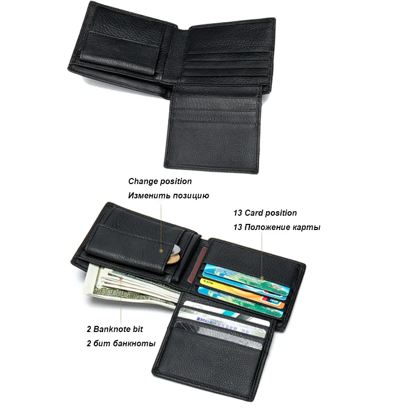 MVA кожаный бумажник для мужчин тонкий двойной складной кошелек мужской