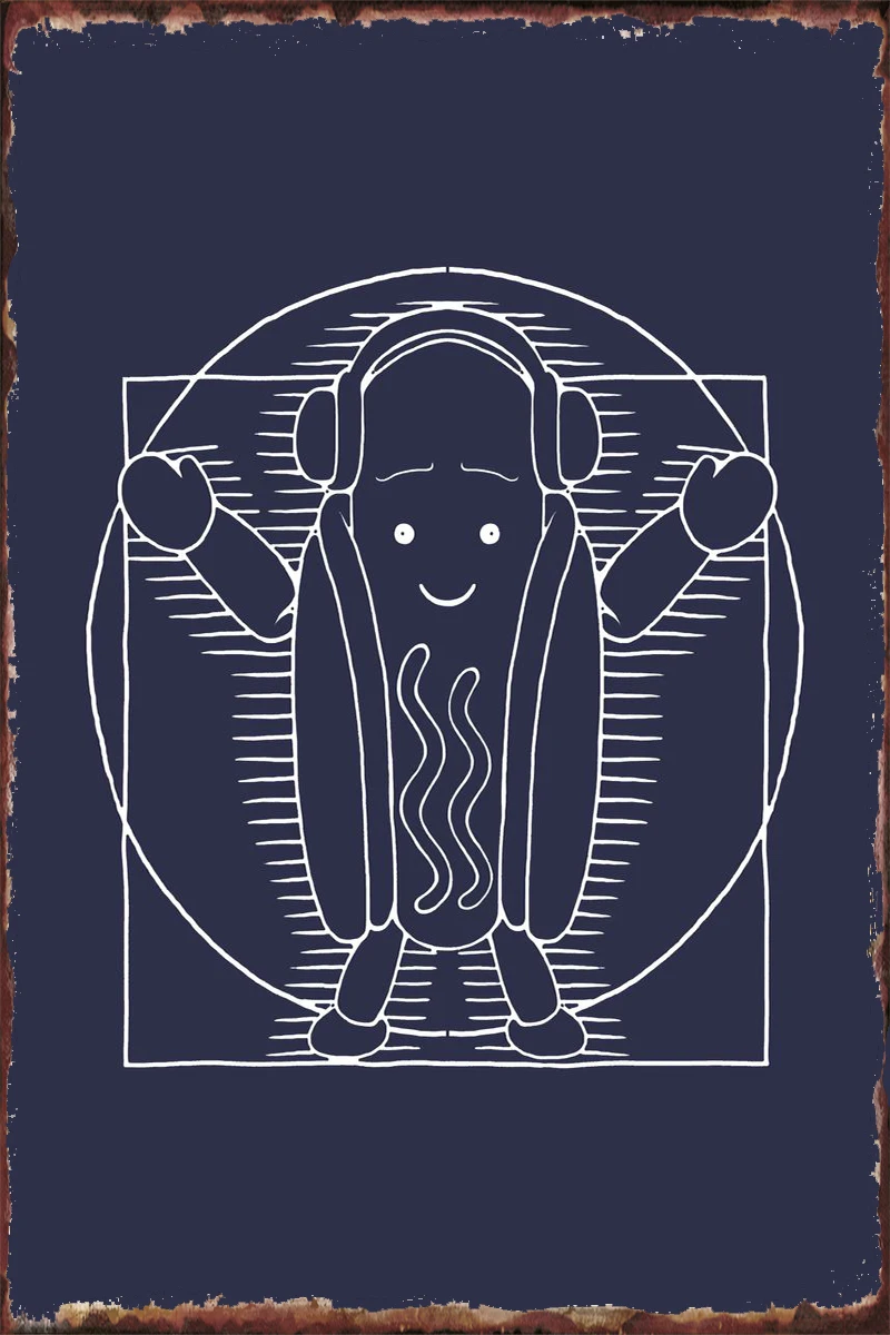 

Настенный декор Леонардо да Винчи хот-дог, украшение для комнаты, Ретро винтажный металлический знак, жестяные таблички для мужчин, пещера, ...