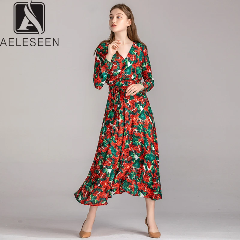 Женское подиумное платье AELESEEN Элегантное повседневное до середины икры с