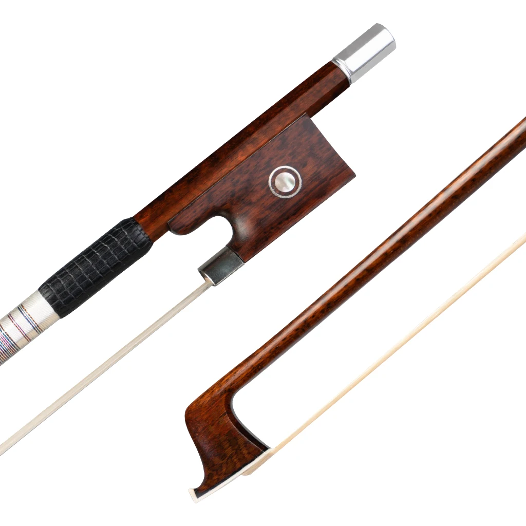Master Snakewood Violin Bow 4/4 Violin /Fiddle Bow Round Stick AA Grade White Horsehair W/ Snakewood Frog Fast Response enlarge