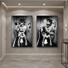 Картины Сексуальная Девушка сидит в туалете скандинавский холст картины на черно-белом холсте плакаты и принты настенные картины