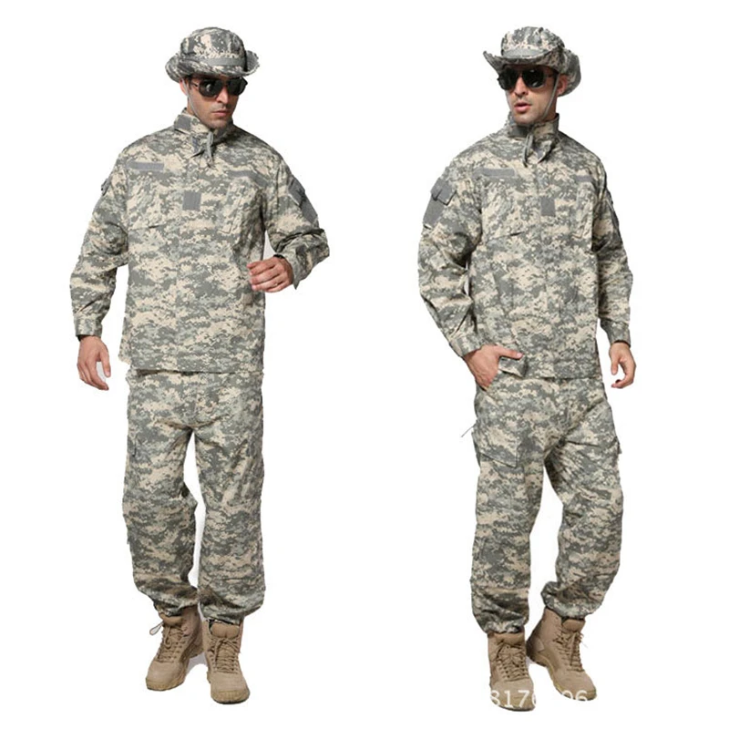 Camouflage set1 10 видов цветов военная форма ACU спецназ тактическая Мужская армейская Militar Soldier Боевая Высококачественная камуфляжная одежда комплект со штанами - Цвет: Camouflage set1